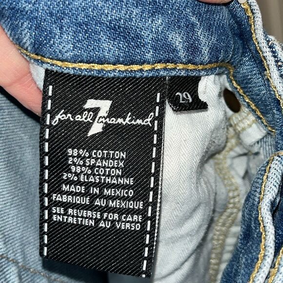 7 For All Mankind High Waist Josefina Distressed Raw Hem Boyfriend Jeans Size 29 - Picture 7 of 7